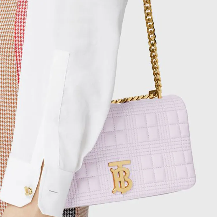 Burberry Lola Lola Bag Lambskin Shoulder Bag Crossbody Bag Small Size Women's Pink-6