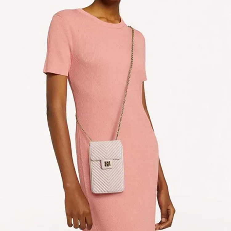 Furla Pop Star Nappa Lambskin Cell Phone Pouch Shoulder Bag Crossbody Bag Mini Women's Light Pink-4