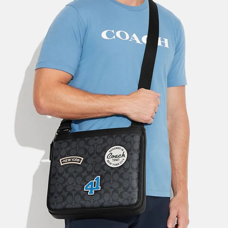 COACH File Cow Leather With Artificial Leather Document Bag, Shoulder Bag, Crossbody Bag Tubas Women's Black-3