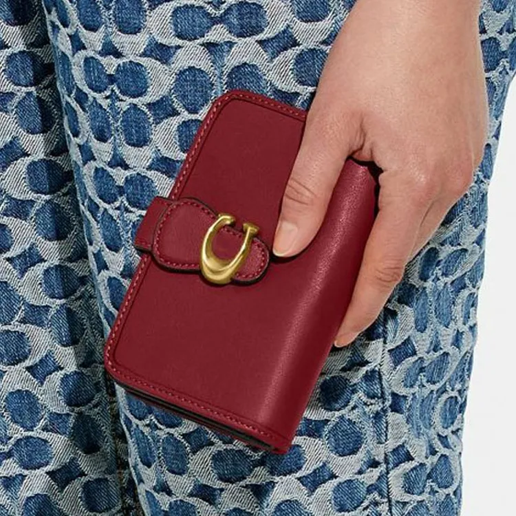 COACH Tabby Smooth Leather Card Holder Wallet Medium Size Women's Red-5