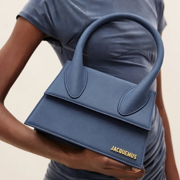 Jacquemus Le Chiquito Cow Leather Patchwork Shoulder Bag Crossbody Bag Handbag Large Size Women's Marine Blue-3