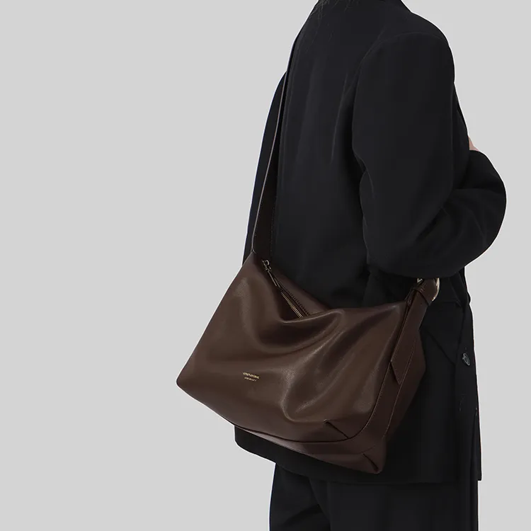 Tanita West Cow Leather Tote Bag Shopping Bag Crossbody Bag Shoulder Bag Large Size Women's Coffee/Black/Cream White-6