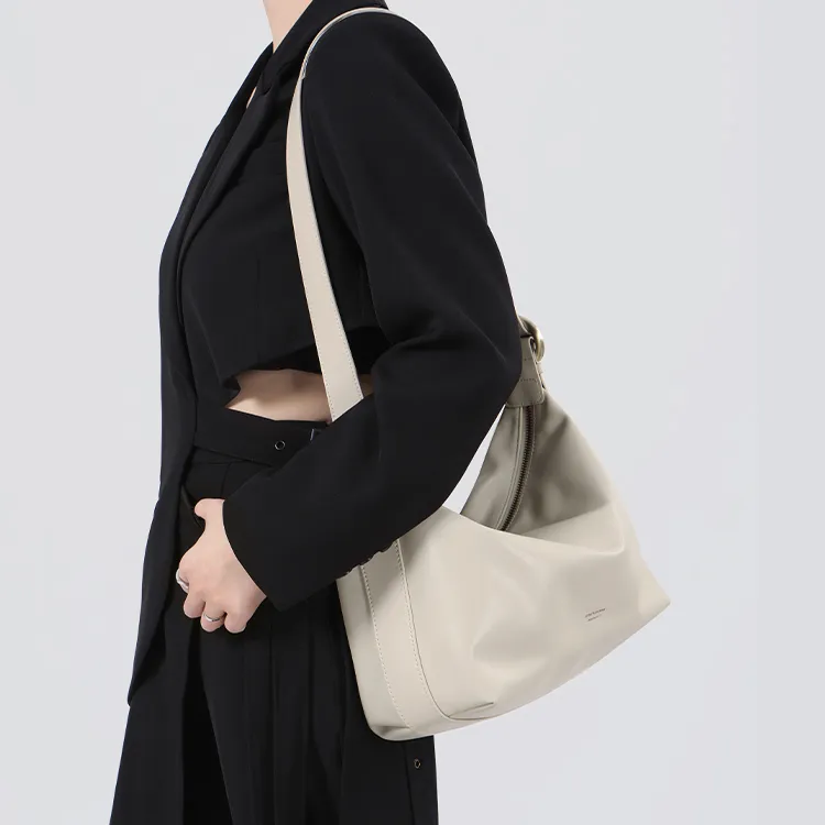 Tanita West Cow Leather Tote Bag Shopping Bag Crossbody Bag Shoulder Bag Large Size Women's Coffee/Black/Cream White-31