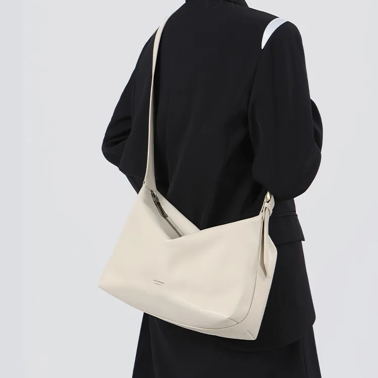 Tanita West Cow Leather Tote Bag Shopping Bag Crossbody Bag Shoulder Bag Large Size Women's Coffee/Black/Cream White-30