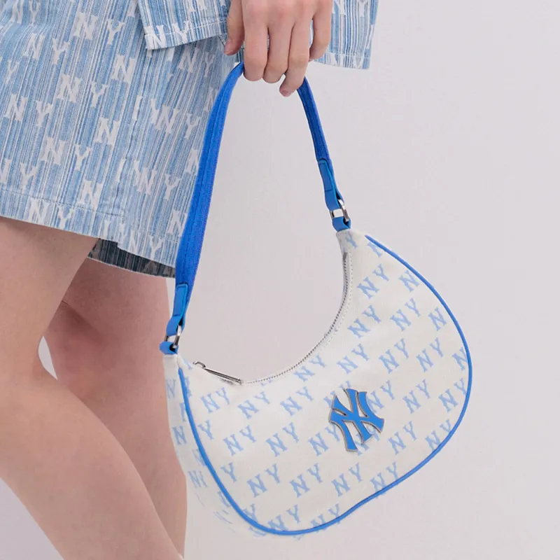 MLB Polyester Shoulder Bag Handbag Regular Unisex White & Blue-6