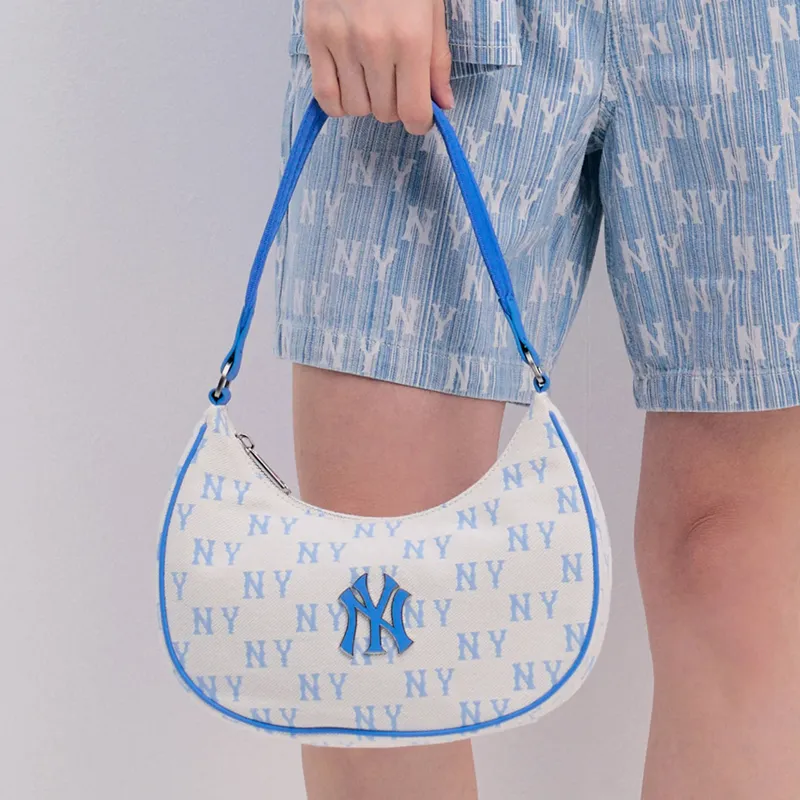 MLB Polyester Shoulder Bag Handbag Regular Unisex White & Blue-7
