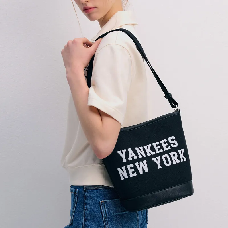MLB Cotton Blended With Polyester Bucket Bags Shoulder Bag Crossbody Bag Handbag Regular Unisex Black-4