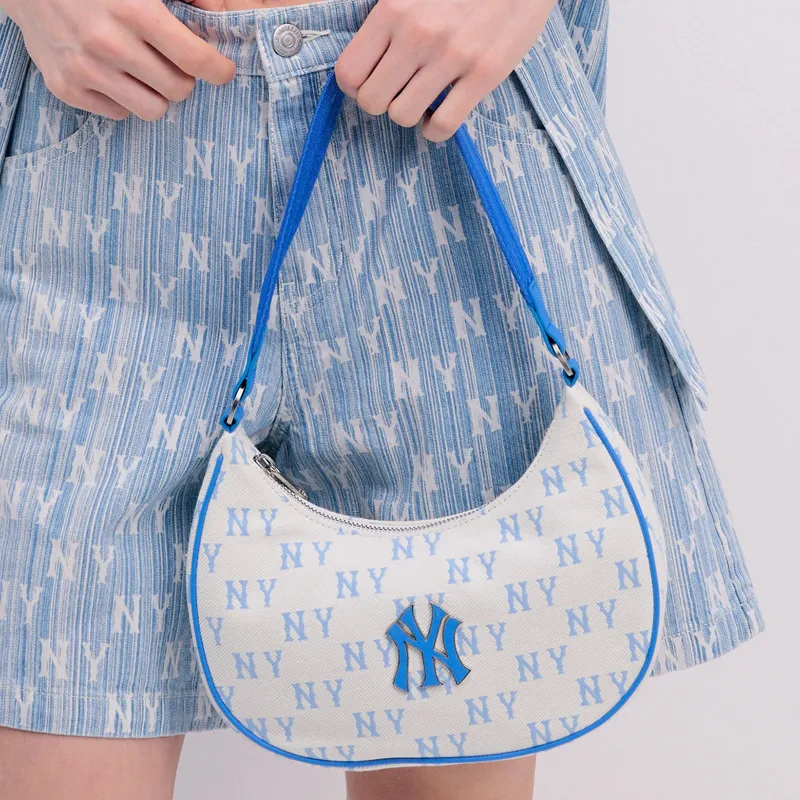 MLB Polyester Shoulder Bag Handbag Regular Unisex White & Blue-5