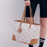 MLB Polyester Tote Bag Shopping Bag Handbag Shoulder Bag Regular Unisex Cream