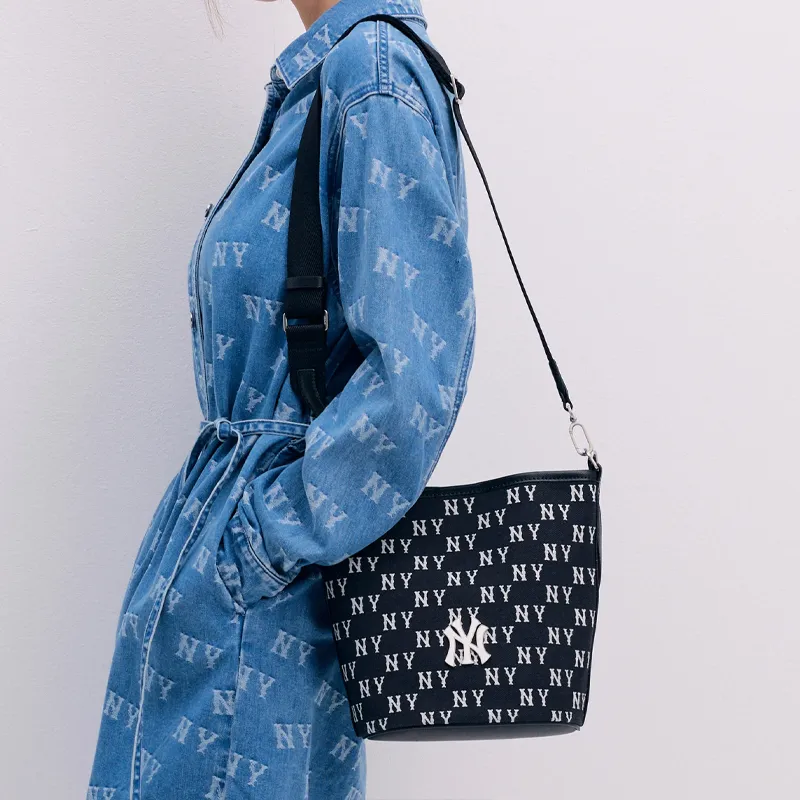 MLB Cotton Bucket Bag, Shoulder Bag, Crossbody Bag, Handbag Regular Unisex Black-3