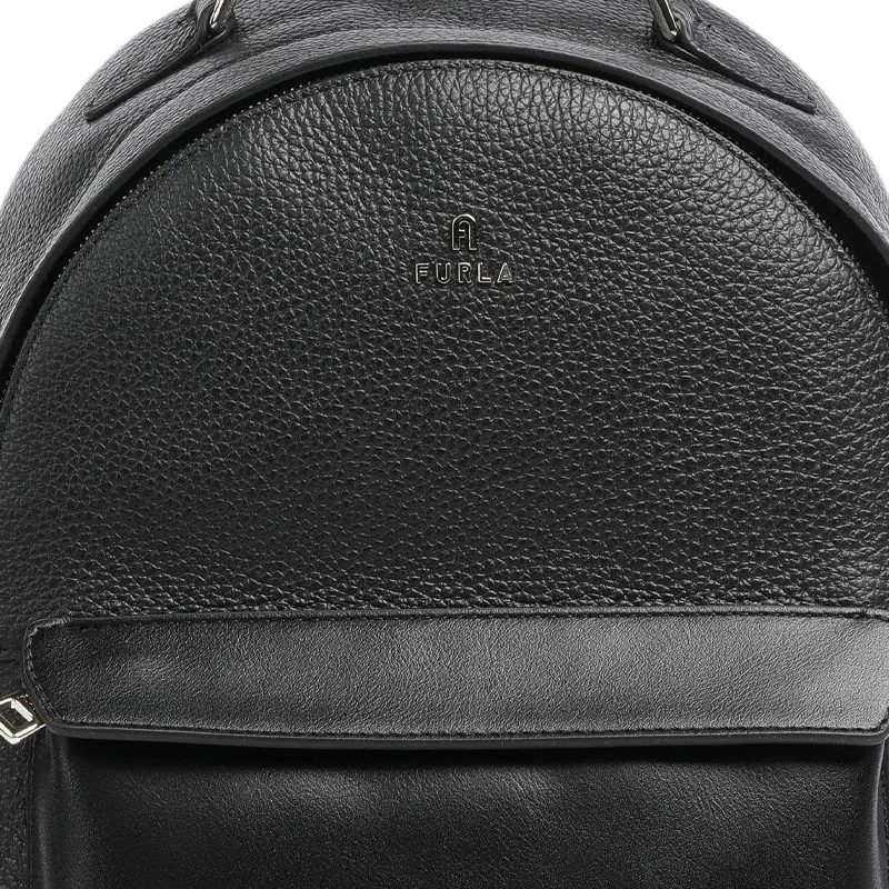 Furla Grained Leather Backpack Women's Black-3