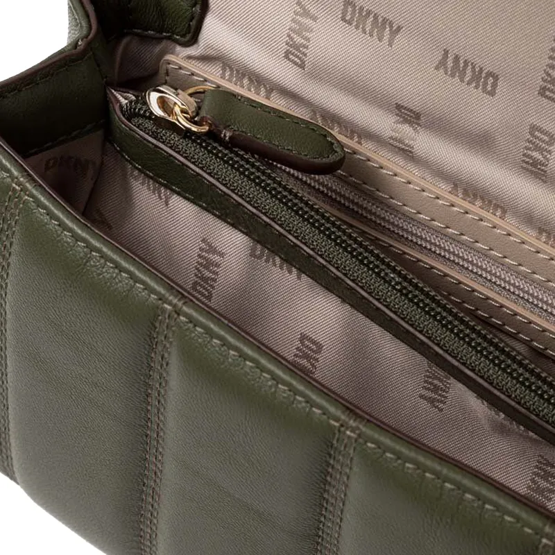 DKNY Lambskin Shoulder Bag Crossbody Bag Handbag Small Size Women's Green-4