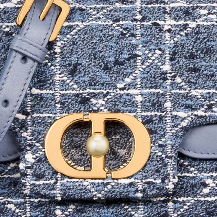 DIOR Cotton Crossbody Handbags Mini Women's Denim Blue-5