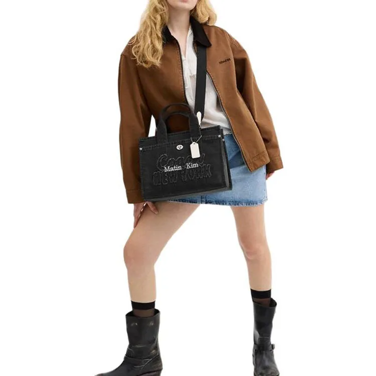 COACH Cargo Fabric Tote Bag Shopping Bag Shoulder Bag Crossbody Bag Handbag Large Size Women's Black-5