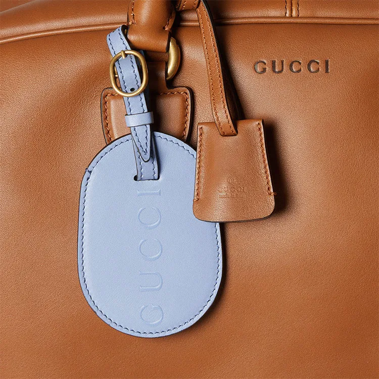 GUCCI GG Emblem Leather Travel Bag Men's Brown-6