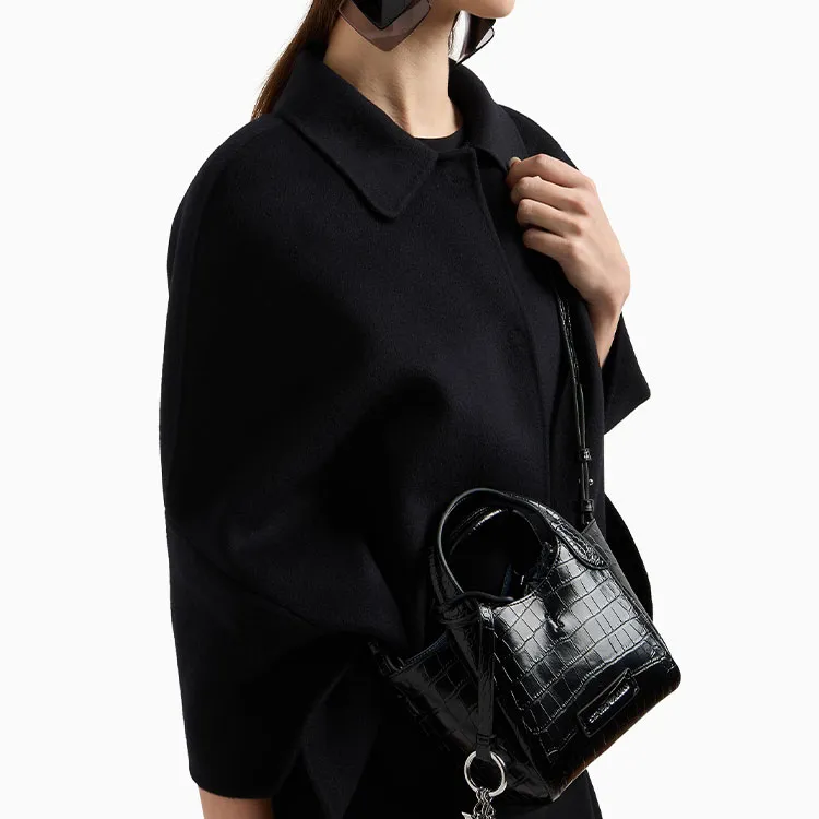 EMPORIO ARMANI Polyester Tote Bag, Shopping Bag, Crossbody Bag, Handbag Women's Black-5
