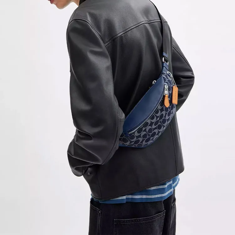 COACH Warren Cotton Crossbody Bags Fanny Pack Mini Men's Blue-4