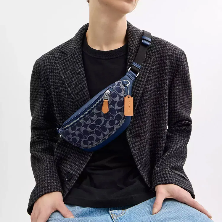 COACH Warren Cotton Crossbody Bags Fanny Pack Mini Men's Blue-5