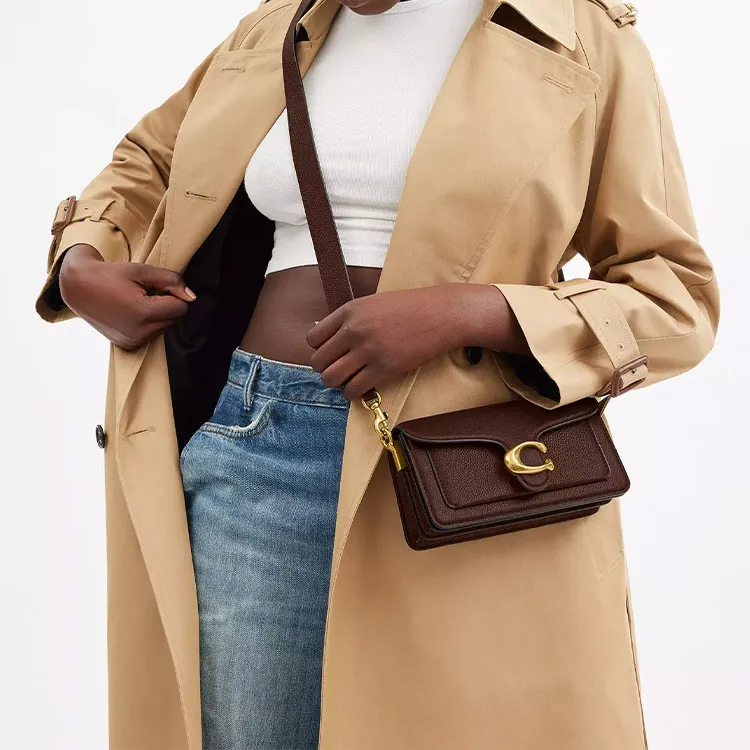 COACH Tabby Leather Crossbody Bag, Shoulder Bag Trumpets Women's Maple-6