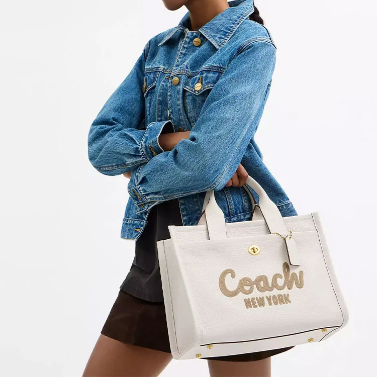 COACH Cargo Leather Tote Bag, Shopping Bag, Shoulder Bag, Crossbody Bag, Handbag Tubas Women's White-7