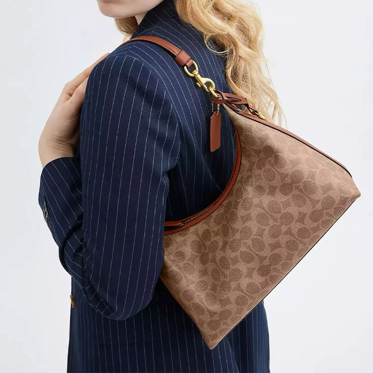 COACH Juliet Canvas Shoulder Bag Large Size Women's Caramel-6