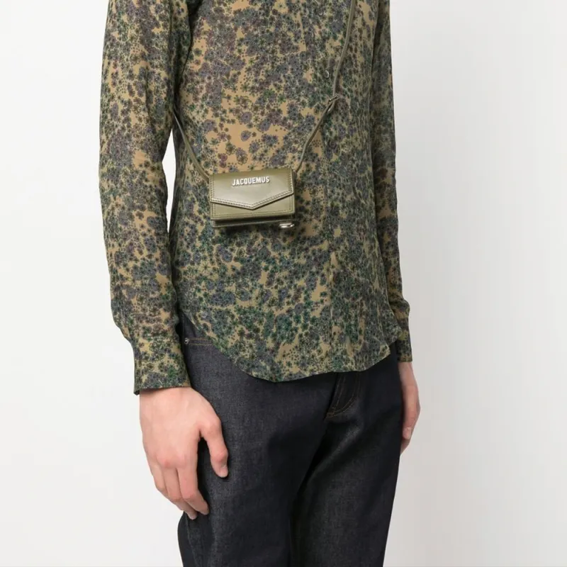 Jacquemus Cow Leather Shoulder Bag, Crossbody Bag, Wallet Men's Green-3