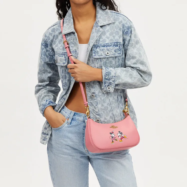 COACH Teri Cow Leather Shoulder Bag Crossbody Bag Women's Pink-3