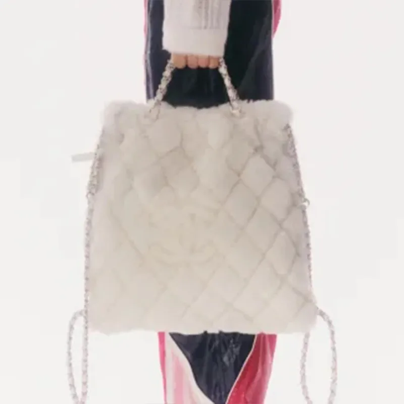 CHANEL Shearling Sheepskin Backpack Tubas Women's White-5