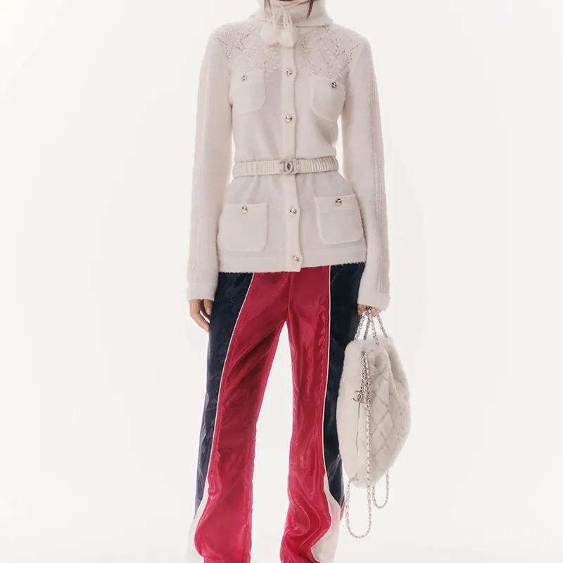 CHANEL Shearling Sheepskin Backpack Tubas Women's White-4