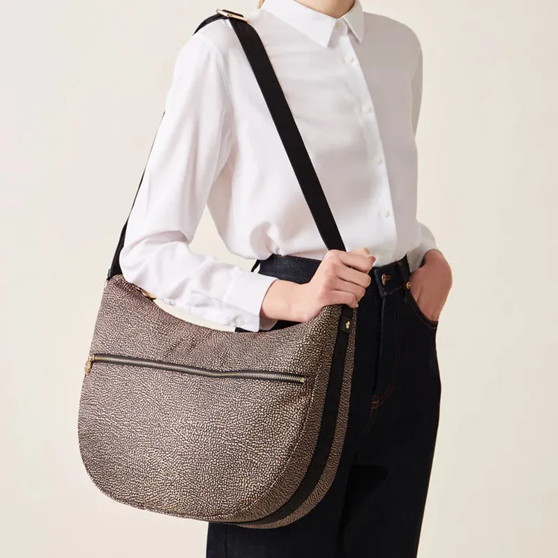 BORBONESE Luna Medium Shoulder Bag-4