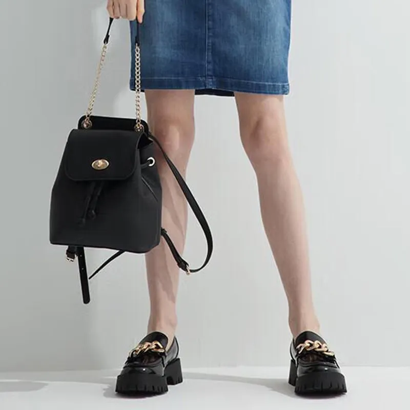 GUESS Artificial Leather Backpack Medium Size Women's Black-3