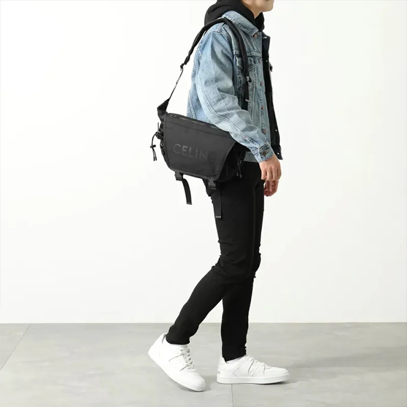 CELINE Nylon Crossbody Bag Sling Bag Fanny Pack Medium Size Men's Black-4