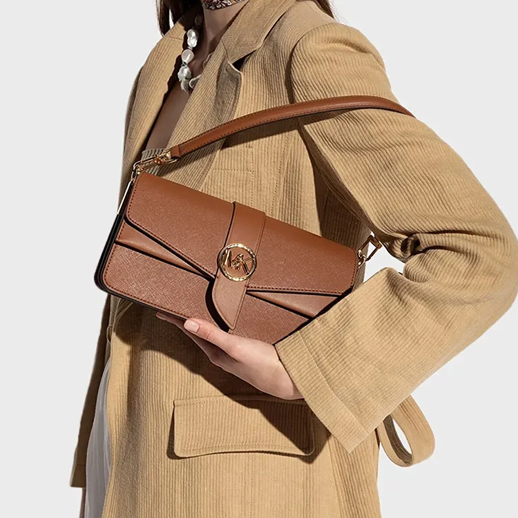 MICHAEL KORS Calfskin Shoulder Bag Women's Brown-4