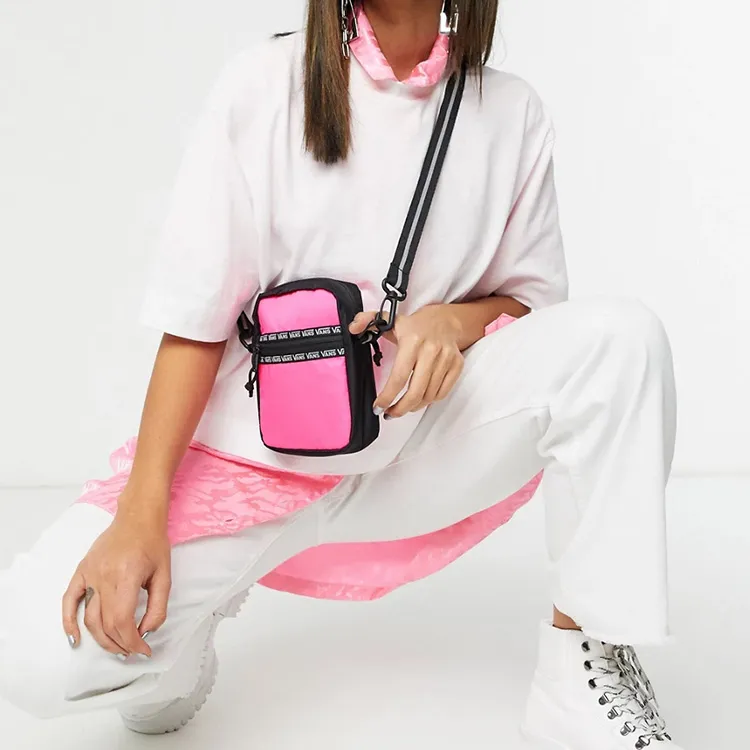 Vans Nylon Fabric Crossbody Bag Regular Unisex Pink/Black-3