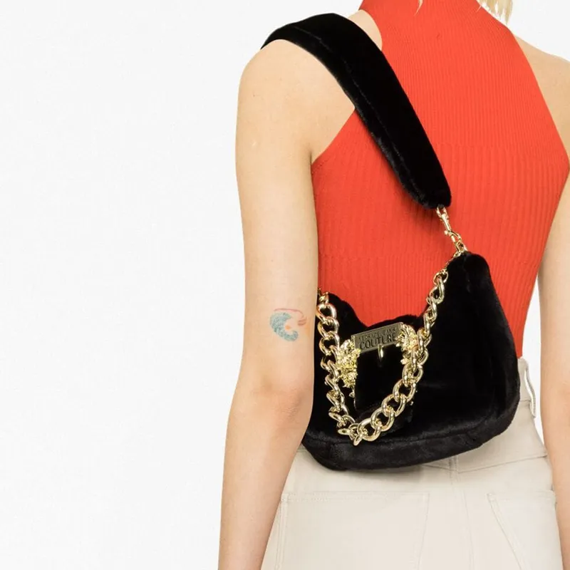 VERSACE JEANS COUTURE Polyester Handbag Shoulder Bag Women's Black-2