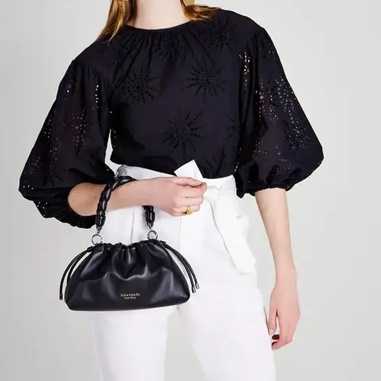Kate Spade Meringue Sheepskin Handbag Shoulder Bag Crossbody Bag Small Size Women's Black-4