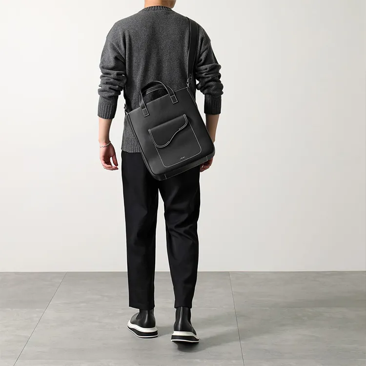 DIOR Saddle Grained Calfskin Horseback Tote Bag Shopping Bag Shoulder Bag Crossbody Bag Handbag Men's Black-4