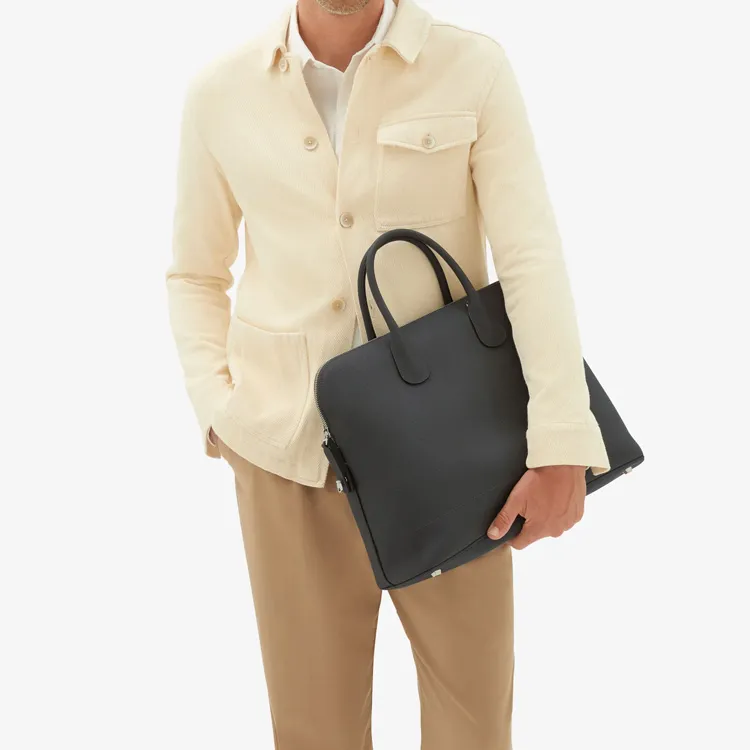 Valextra Millepunte Calfskin Shoulder Bag, Crossbody Bag, Handbag Men's Gray-4