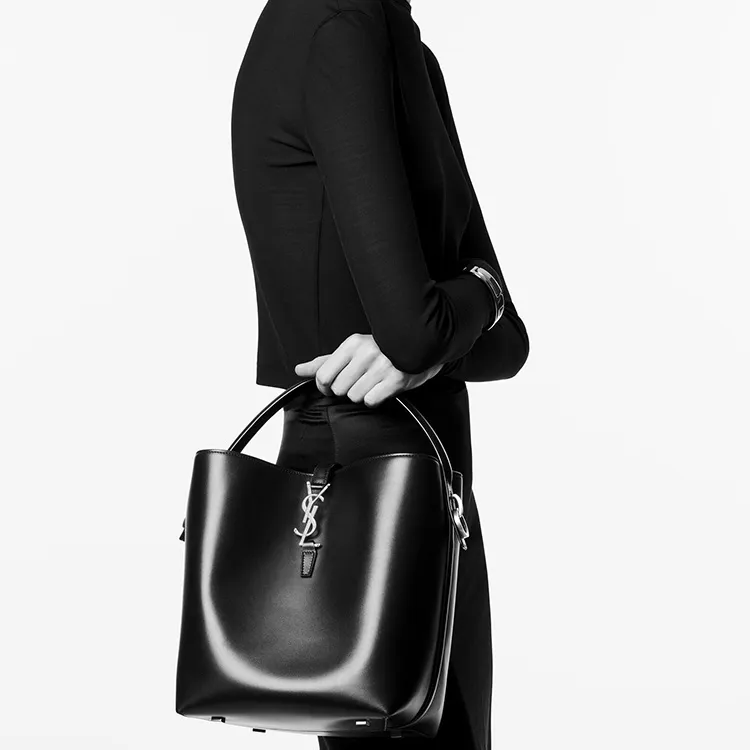 SAINT LAURENT Shiny Cow Leather Shoulder Bag, Crossbody Bag, Handbag Regular Women's Dark Green-7