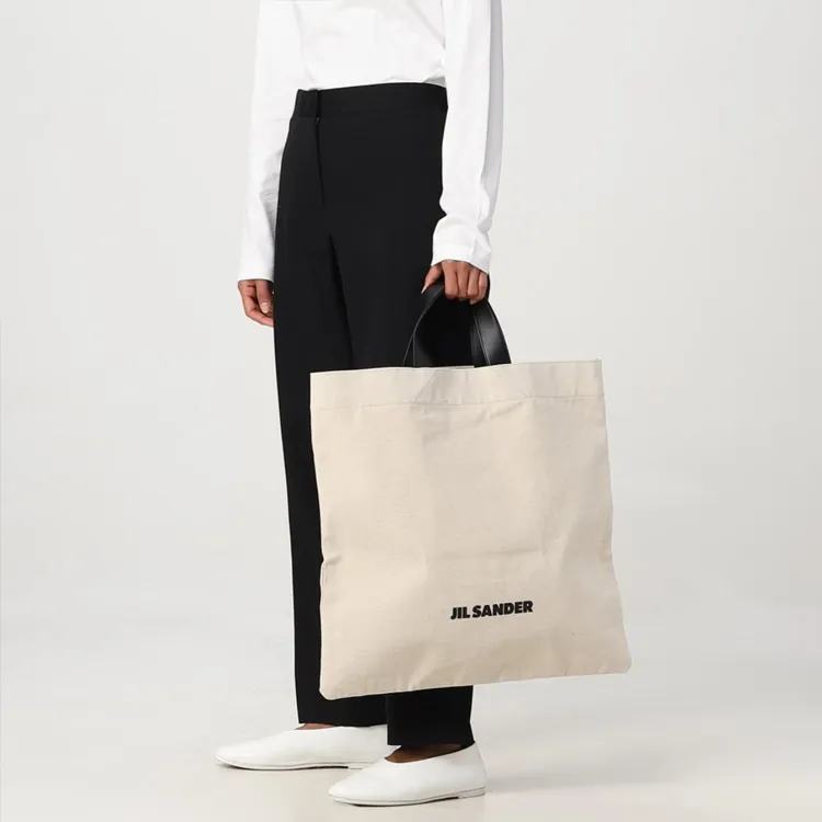 JIL SANDER Logo Printed Large Tote Bag-4