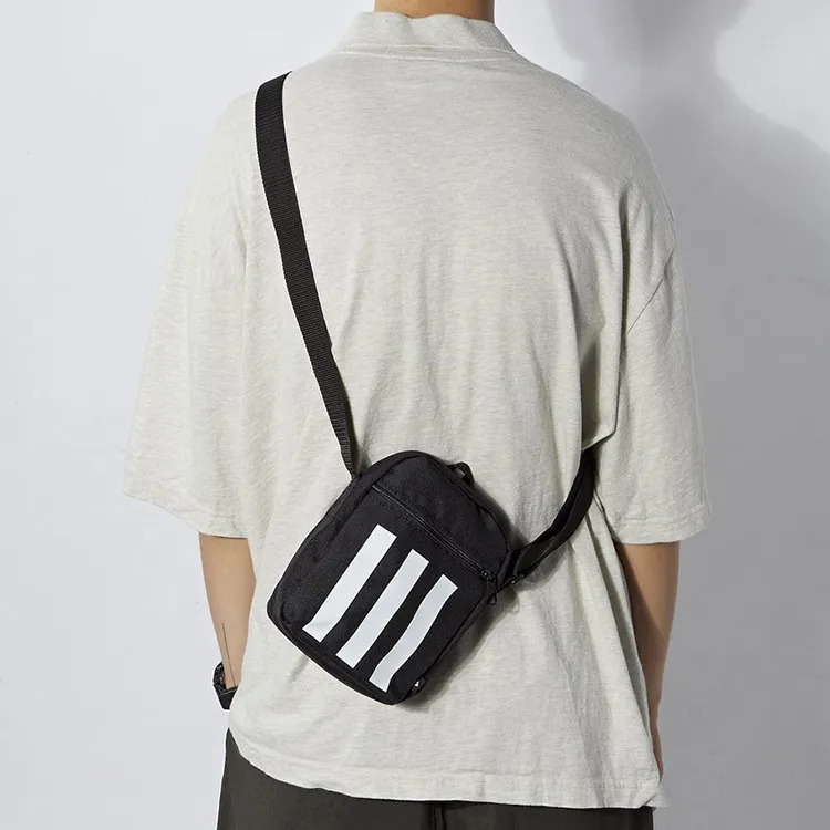 Adidas Polyester Small Square Bag, Crossbody Bag, Shoulder Bag Unisex Black White-3