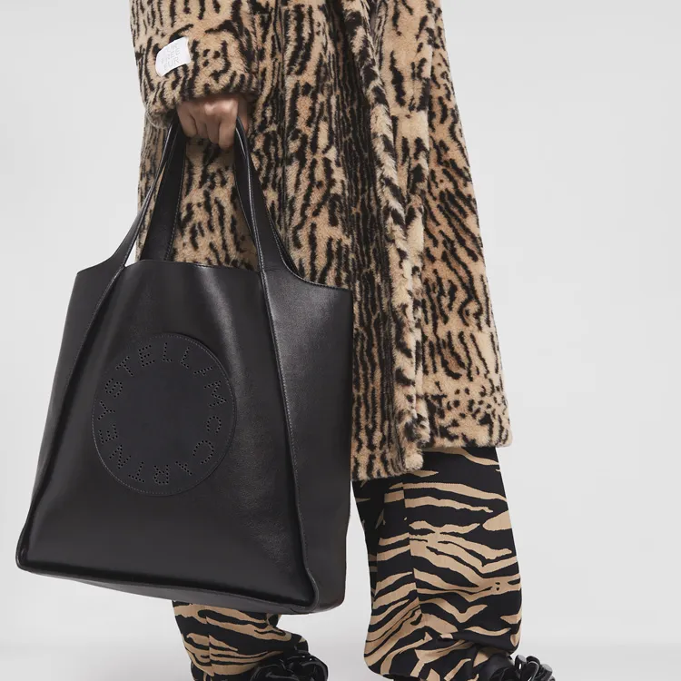 Stella McCartney Logo Perforated Open Top Tote Bag-4