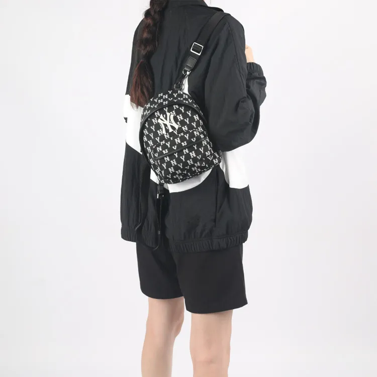 MLB Monogram Collection Polyester Backpack Small Size Unisex Black-4