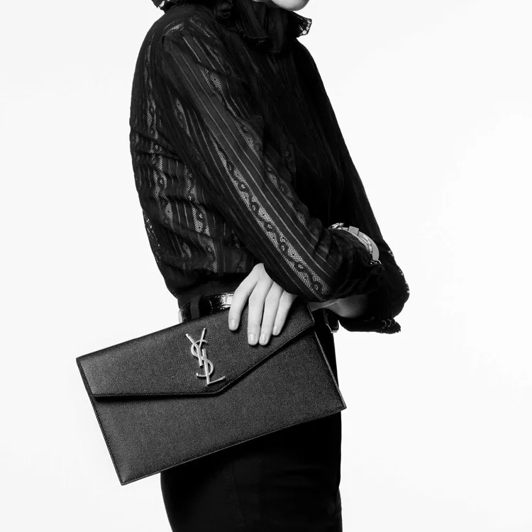 SAINT LAURENT Uptown Pouch In Canvas And Smooth Leather Natural Beige-4