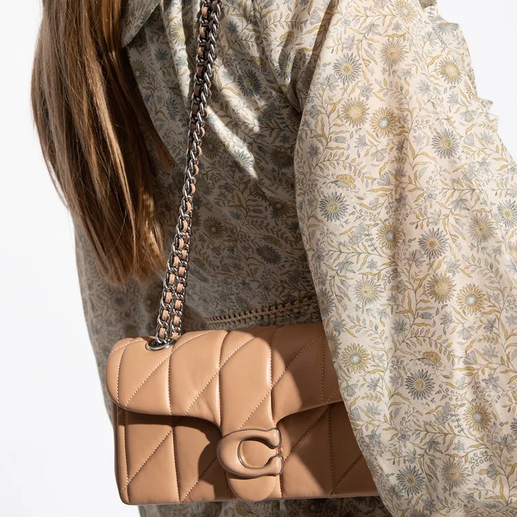 COACH Tabby Canvas With Leather Wine God Bag Handbag Shoulder Bag Small Size Women's Camel-4