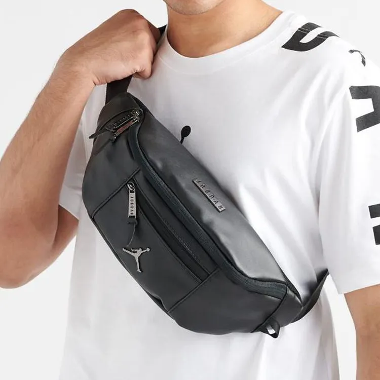 Jordan Leather Sling Bag, Crossbody Bag, Fanny Pack Regular Unisex Black-3