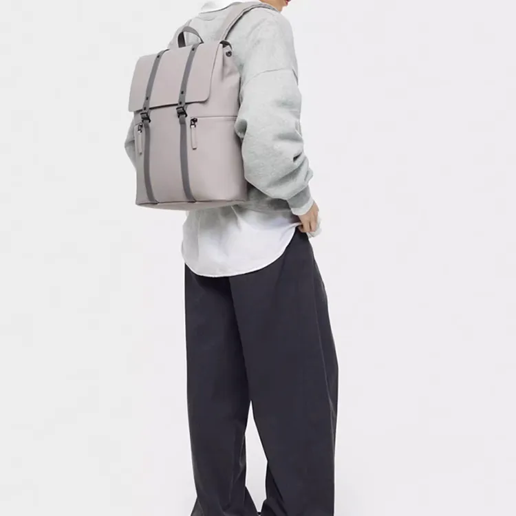 Gaston Luga PU Backpack Tubas Unisex Light Taupe-3