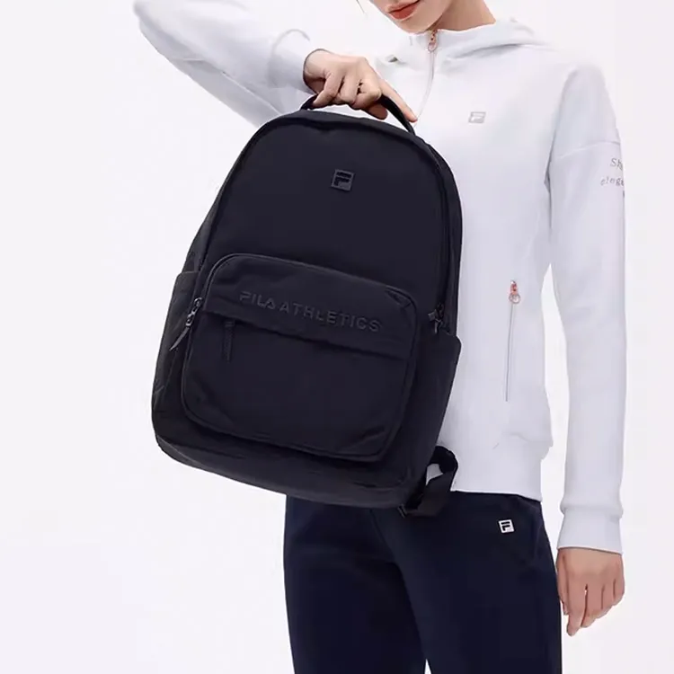 FILA Athletics Fabric Laptop Bag Backpack Large Size Unisex Pitch Black-4