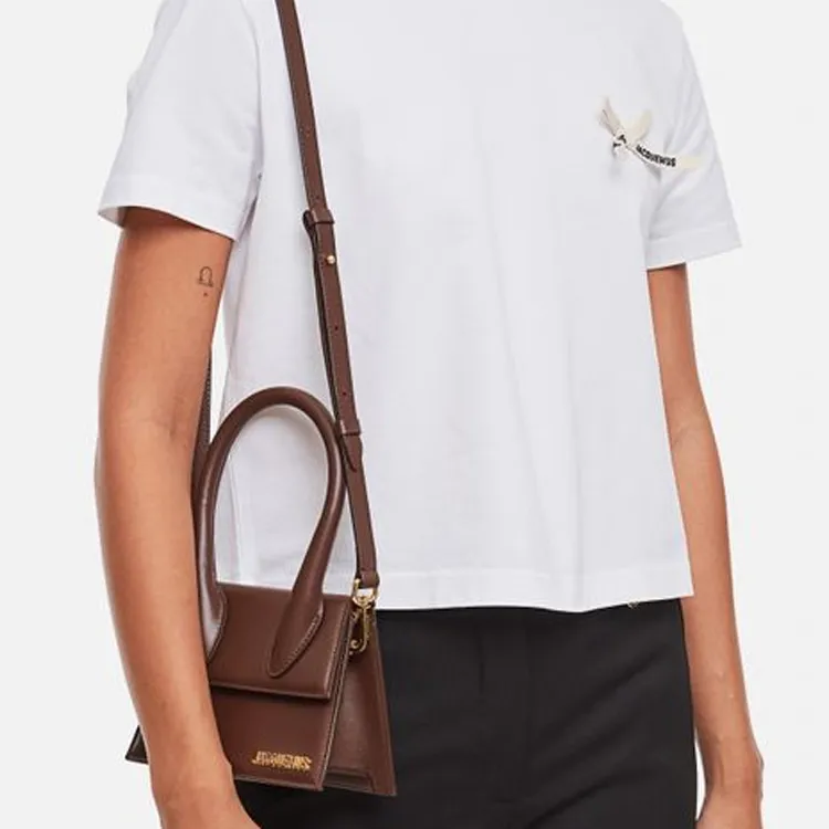 Jacquemus Le Chiquito Moyen Cow Leather Shoulder Bag Crossbody Bag Handbag Women's Midnight Brown-4