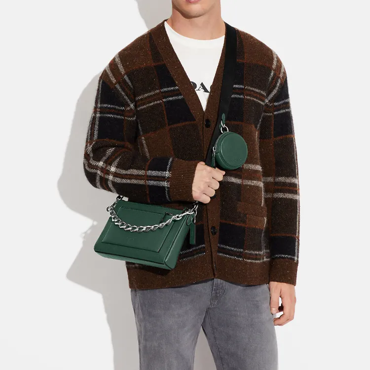 COACH Holden Pebbled Cow Leather Combo Bag Shoulder Bag Crossbody Bag Medium Size Women's Dark Green-4